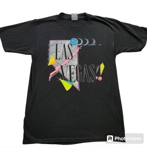 Vintage 90s Single Stitch Sleeve Neon Las Vegas Graphic Tee sz L